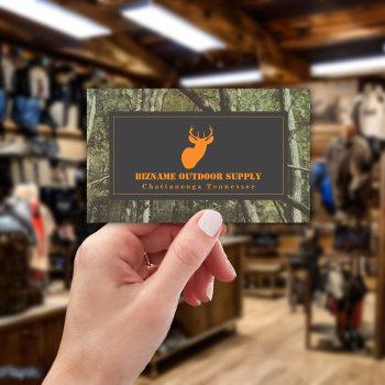 camouflage + orange deer outdoor retail business card