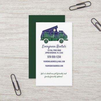 camper van camping woods themed business card