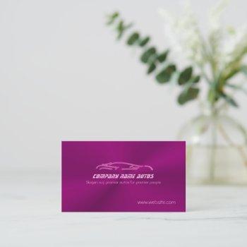 candy pink sports car on purple - auto sales business card