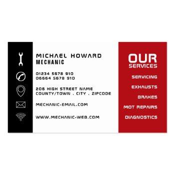 Small Car Engine, Auto Mechanic & Repairs Business Card Back View