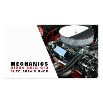 Small Car Engine, Auto Mechanic & Repairs Business Card Front View