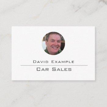 car sales with photo of holder business card