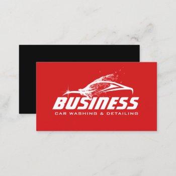 car washing auto detailing automotive modern red business card