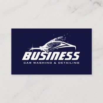 car washing auto detailing automotive navy blue business card