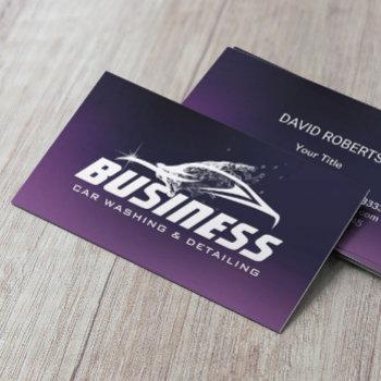 car washing auto detailing automotive purple business card