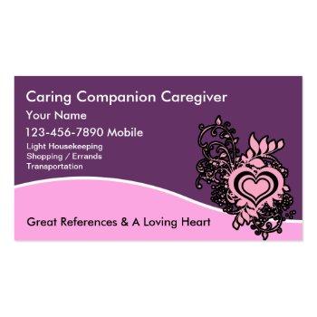 Small Caregiver Business Cards Front View