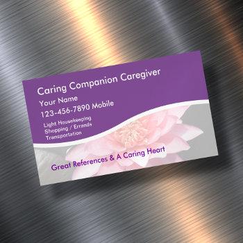 caregiver lotus flower design business card magnet