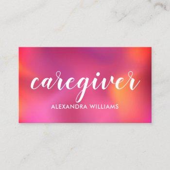 caregiver modern rose gold medical pink purple business card