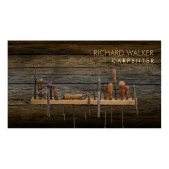 Small Carpenter Tools Woodworking Professional Wood Business Card Front View