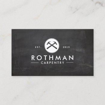 carpentry carpenter hammer and saw construction  business card