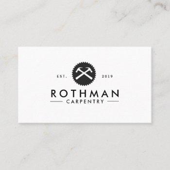 carpentry hammer and saw construction logo business card
