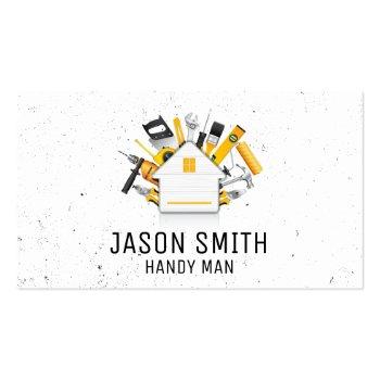 Small Carpentry Tools And Home Icon Business Card Front View