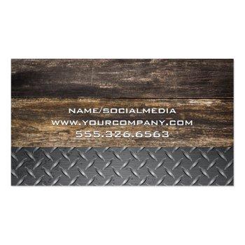 Small Carpentry Tools | Wooden Boards Steel Business Card Back View