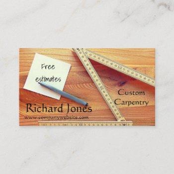 carpentry, wood working and kitchen fitter business card