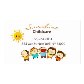 Small Cartoon Children Daycare Childcare Business Card Front View