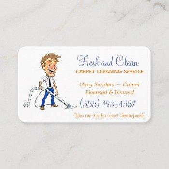 cartoon guy carpet cleaning service business card