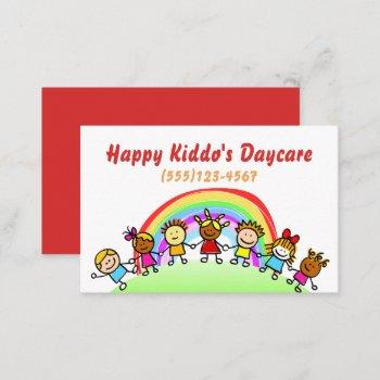 cartoon rainbow daycare childcare business card