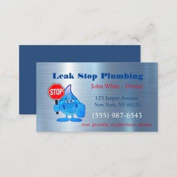 cartoon waterdrop plumber man plumbing service business card