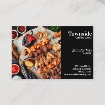 catering business card in black background