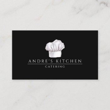 catering culinary watercolor chef's hat black business card
