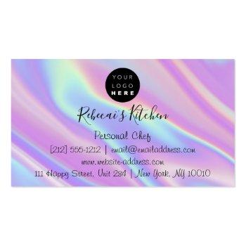 Small Catering Personal Chef Kitchen Holograph Pink Business Card Back View