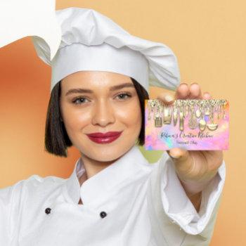 catering personal chef restaurant qr code pink business card
