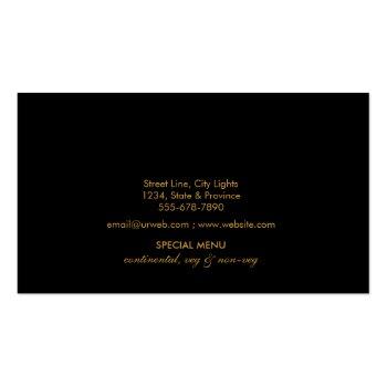 Small Catering Retro Black Wood Chef Gold Knife Crossed Business Card Back View