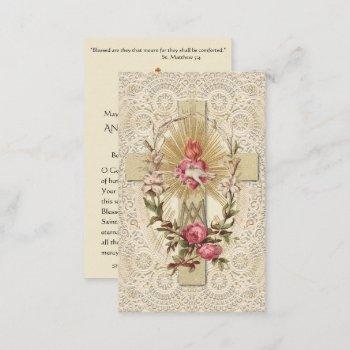 catholic cross roses virgin mary lace business card