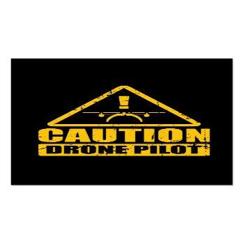 Small Caution Drone Pilot Aircraft Camera Business Card Front View
