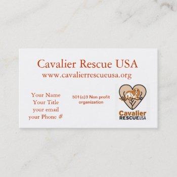 cavalier rescue dogs on bench business card