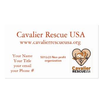 Small Cavalier Rescue Dogs Outside Business Card Front View