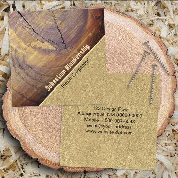 cedar wood knot close-up photograph carpenter square business card