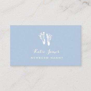 certified nanny simple newborn baby footprints business card