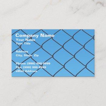 chain link fence against clear blue sky business card