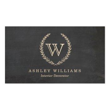 Small Chalkboard Style Monogram Business Cards Front View