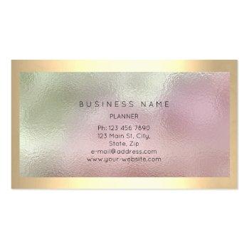 Small Champaign Gold Frame Metallic Ombre Mint Pink Business Card Back View