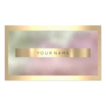 Small Champaign Gold Frame Metallic Ombre Mint Pink Business Card Front View