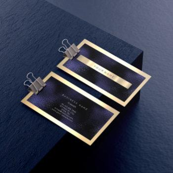 champaigne gold frame metallic blue navy minimal business card