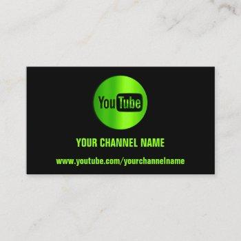 channel name youtuber logo qr code black green  business card