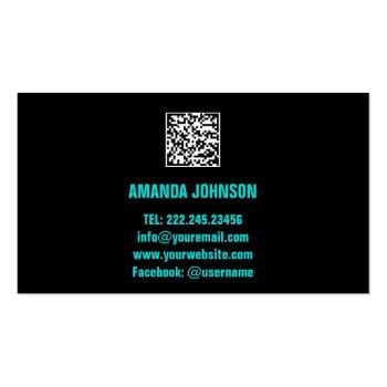 Small Channel Name Youtuber Logo Qr Code Blue Mint Business Card Back View