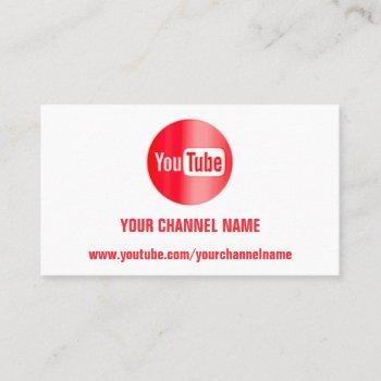 channel name youtuber logo qr code red white  busi business card