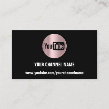 channel name youtuber logo qr rose black modern business card