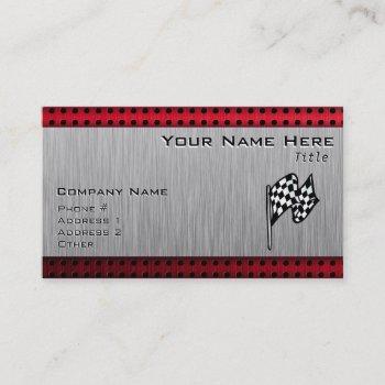 checkered flag; brushed aluminum look business card