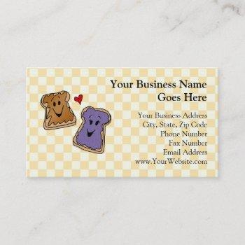 cheerful peanut butter and jelly cartoon friends business card