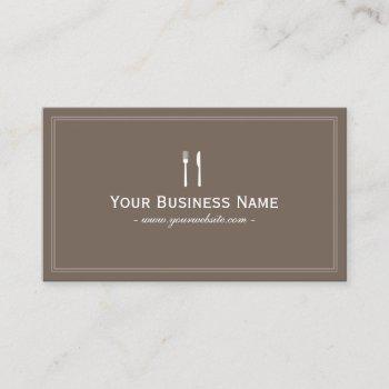 chef catering simple framed plain brown business card