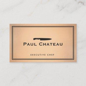 chef knife catering restaurant copper business card
