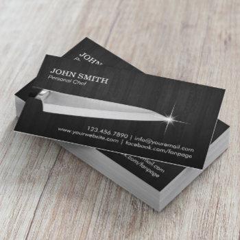chef knife catering restaurant elegan dark wood business card