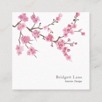 cherry blossom bloom | pink square business card