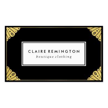 Small Chic Art Deco | Faux Gold Foil Business Card Front View