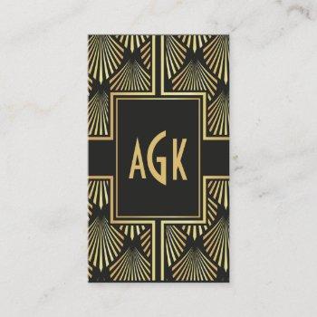 chic black and gold art deco business card